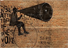 Obraz na szkle - Mężczyzna na rowerze w stylu Banksy (70x50 cm)