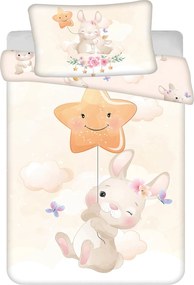 PrzytulneMieszkanie.pl PrzytulneMieszkanie.pl Bawełniana pościel do łóżeczka BUNNY STAR beżowa Rozmiar pościeli: 40 x 60 cm | 100 x 135 cm