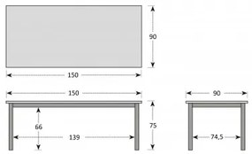 CONCEPT FSC - stół ogrodowy z blatem tekowym 150 x 90 x 75 cm