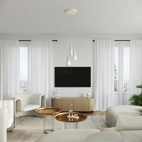 Kremowa lampa stołowa ze szklanym kloszem (wysokość 19 cm) Orbital – Sollux