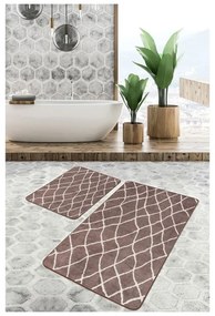 Brązowe aksamitne dywaniki łazienkowe zestaw 2 szt. 60x100 cm – Mila Home