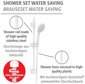 Biały zestaw prysznicowy ze stali nierdzewnej 70 cm Watersaving – Wenko