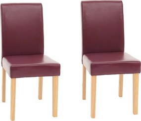 Zestaw 2 krzeseł do jadalni Littau ze sztucznej skóry,  imitacja skóry, czerwony, jasne nogi