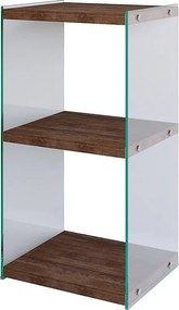 Nowoczesny regał z drewna orzechowego, wys. 80 cm x szer. 40 cm x gł. 35 cm | 100% lite drewno sosnowe i szkło hartowane | grubość 30 mm, mo