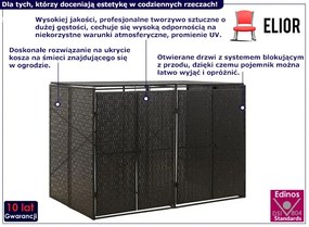 Czarna podwójna osłona na śmietniki ogrodowe T8-R75