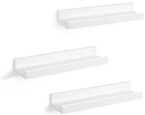 Zestaw 3 białych półek ściennych SHELFY
