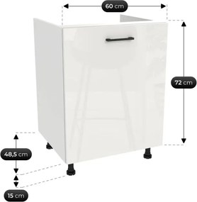 Zestaw Mebli Kuchennych MODERN 200 cm Dąb/Biały Połysk Ryflowany Nowoczesny