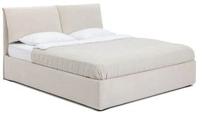 Beżowe tapicerowane łóżko dwuosobowe z miejscem do przechowywania z materacem/kratką 160x200 cm Thessa Pillow - Bonami Selection