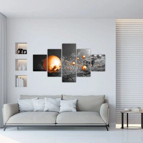 Obraz pomarańczowych abstrakcyjnych kul (125x70 cm)