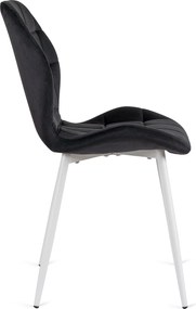 Krzesło Tapicerowane do Jadalni LUCKY Czarne z Białymi Nogami Welurowe Nowoczesne