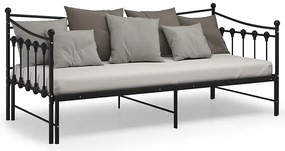 Czarne rozkładane łóżko metalowe 90x200 cm - Sawga