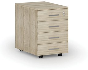 Kontenerek biurowy mobilny PRIMO WOOD, 4 szuflady, dąb naturalny