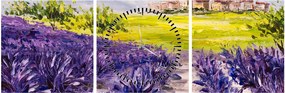 Obraz - Prowansja, Francja, malarstwo olejne (z zegarem) (90x30 cm)