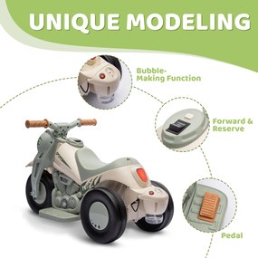 AIYAPLAY Elektryczny Motorower dla Dzieci, 6V Motorower dla Maluchów z Muzyką, Bąbelkami 2,5-3 km/h, dla Dzieci 2-5 Lat