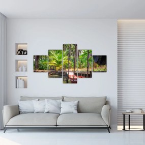 Obraz - Drewniana łódź na kanale, Tajlandia (125x70 cm)