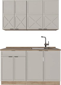 Pojedyncza kuchnia szary/beżowy/złoty dąb 140x60x81.6 fame-line