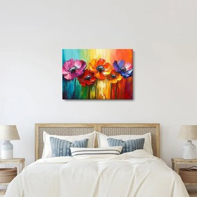 Obraz - Pięć kolorowych kwiatów (70x50 cm)