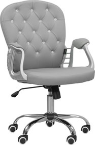 Vinsetto Fotel biurowy, Ergonomiczny fotel biurowy z podłokietnikami, Wyściełane oparcie, Jasnoszary