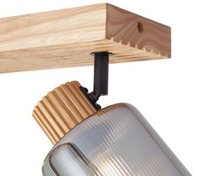 Nowoczesny reflektor drewniany z przydymionym szkłem 2-punktowy obrotowy i uchylny - Gracy Nowoczesny Oswietlenie wewnetrzne