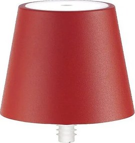 Lampa LED Poldina STOPPER marki Zafferano, przenośna i ładowalna, w kolorze czerwonym, z czasem pracy na baterii do 12 godzin.