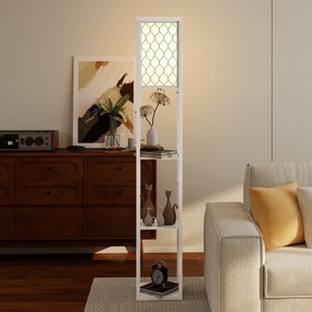 HOMCOM Lampa stojąca z półką, 3 półki, kompaktowe wymiary, MDF, biały | Aosom PL