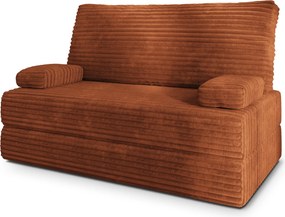 Masseno Sofa piankowa LADIA z funkcją spania, Kanapa z pianki do salonu, Bezmontażowa, Tkanina sztruksowa – Brązowy TILIA 52