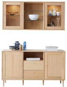 Zestaw wiszącej witryny z oświetleniem i komody w dekorze dębu 133x136 cm Mistral – Hammel Furniture