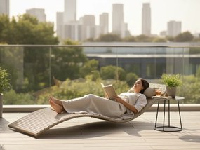 Pojedynczy leżak ogrodowy szary technorattan