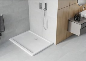 Mexen Flat brodzik prostokątny slim 90 x 70 cm, biały, syfon chrom - 40107090