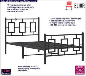 Czarne pojedyncze łózko metalowe 90x200 cm - Maneo