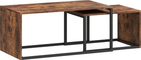 HOMCOM Zestaw 2 stolików, stolik kawowy, stolik pomocniczy, MDF, Metal, 90 x 48 x 42 cm/59 x 42 x 36 cm, Czarny+Brązowy