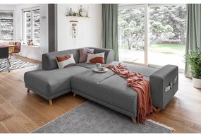 Szary rozkładany/ze schowkiem narożnik (lewostronny/w kształcie litery L) Classy Sophie – Miuform