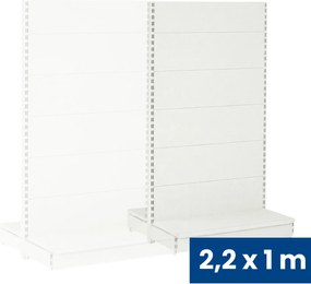 Regał sklepowy obustronny, pełne ścianki, 2200 x 1000 x 900 mm, dodatkowy, biały