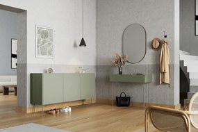 Komoda Desin 170 cm z metalowymi nogami - oliwka / dąb nagano