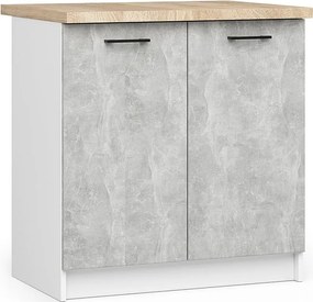 Szafka kuchenna AKORD S80 z blatem system OLIWIA Biała 80 cm 2 drzwi kolor Beton mat 2 półki 80x46x85 cm
