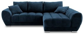 Granatowy rozkładany narożnik z aksamitnym obiciem Windsor &amp; Co Sofas Nuage, prawostronny