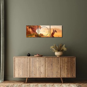 Obraz - Żyrafy w Afryce (z zegarem) (90x30 cm)