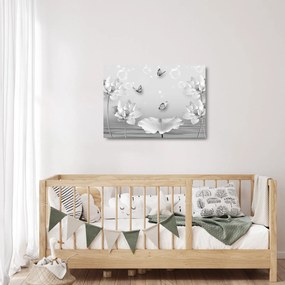 Obraz na szkle - Kwiatowy wzór z motylkami (70x50 cm)