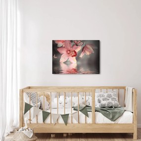 Obraz - Kwiaty i motyl (70x50 cm)