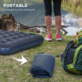 Outsunny Materac Powietrzny dla 2 Osób, miękki i wytrzymały, 203x152x22cm, Granatowy