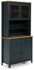 Ciemnoniebieska witryna z litego drewna sosnowego 90x180 cm Miranda – Marckeric