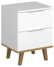 Komoda z Szufladami do Salonu RADIAN 46 cm Biała / Dąb kamienny Nowoczesna