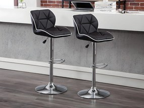 Zestaw 2 stołków barowych CALVIN – skóra syntetyczna – regulacja wysokości – kolor czarny