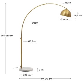 Lampa stojąca w kolorze złota z metalowym kloszem (wys. 185 cm) Madali – Kave Home