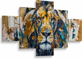Obraz - Abstrakcyjny obraz olejny z lwem (125x70 cm)