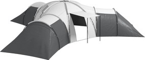 Outsunny Namiot Campingowy dla 6-9 Osób, 4 Pomieszczenia, Przedpokój, Wodoodporny, 615x 615x225cm, Szary