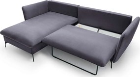 Ciemnografitowa welurowa kanapa narożna rozkładana G0-T39