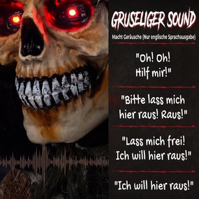 HOMCOM Animowany Żniwiarz, 170 cm, animatronika halloweenowa w skali naturalnej z ruchomymi dłońmi/głową, świecącymi oczami i przerażającym dźwiękiem | Aosom PL