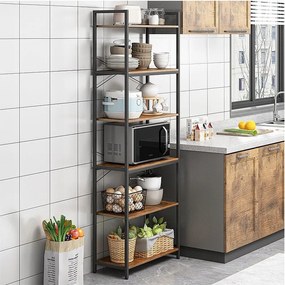 Regał półka industrialny stojący 6 półek drabinka na książki jasny brąz