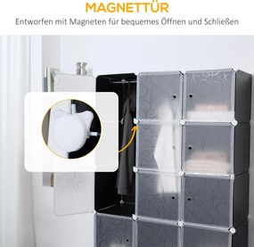 HOMCOM Szafa w Designie Kostek, 2 Duże i 9 Małych Kostek, Plastik, Metal, 111D x 47S x 183W cm, Czarno-Biały